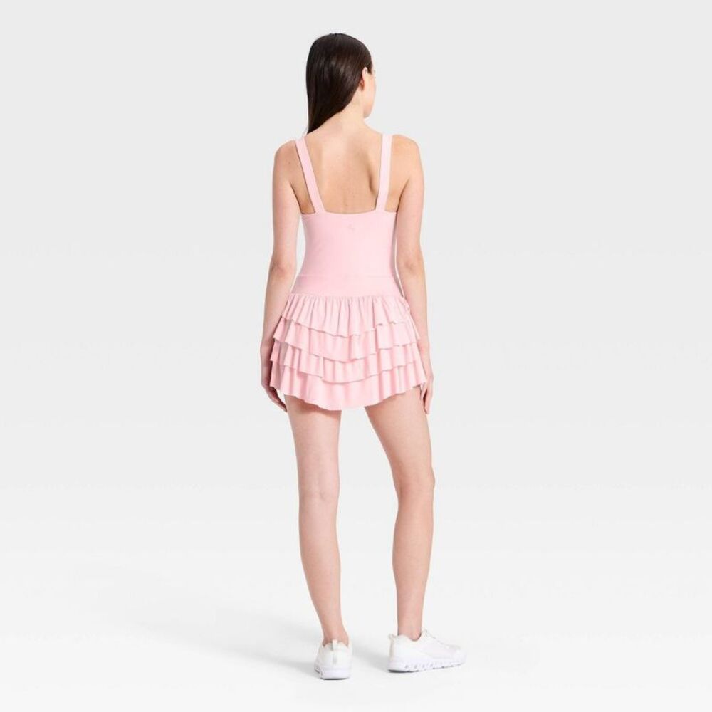Women's Square Neck Ruffle Dress - JoyLab Rose Pink L - Picture 2 of 5